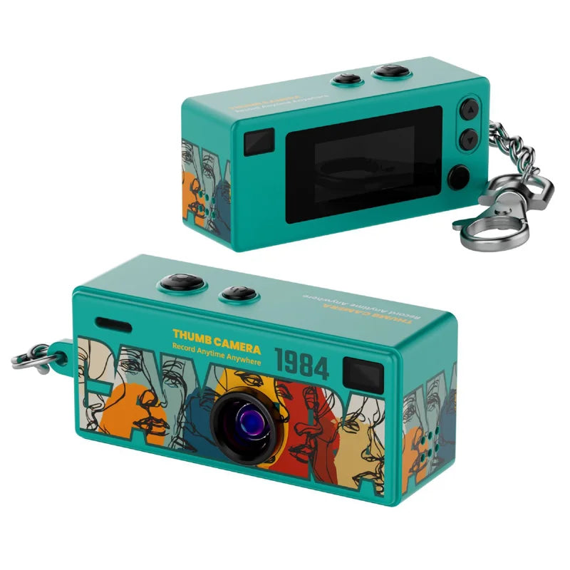 Thumb Camera in teal, front and back