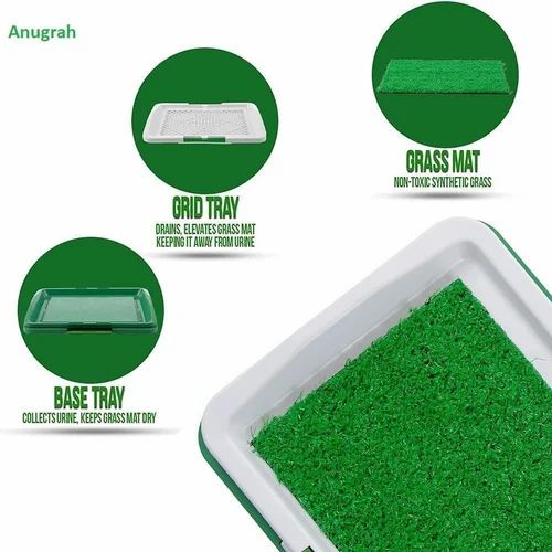 Dog potty tray with removable artificial grass mat