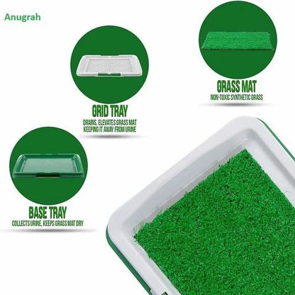 Dog potty tray with removable artificial grass mat
